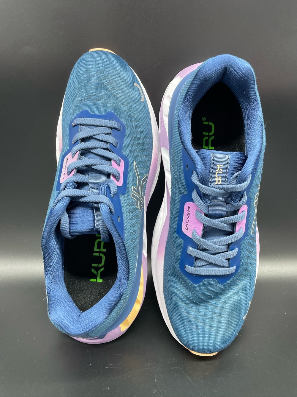 KURU Women’s Blue Athletic Lace-Up Sneakers with Pink Accents